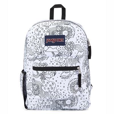 JanSport CROSS TOWN Okul Çantası Beyaz Siyah | TR_JS153