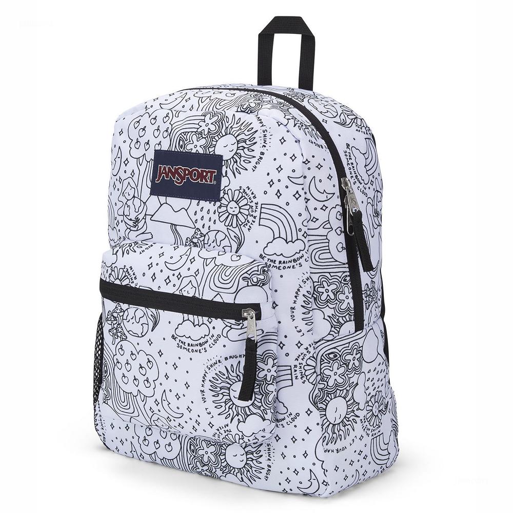 JanSport CROSS TOWN Okul Çantası Beyaz Siyah | TR_JS153