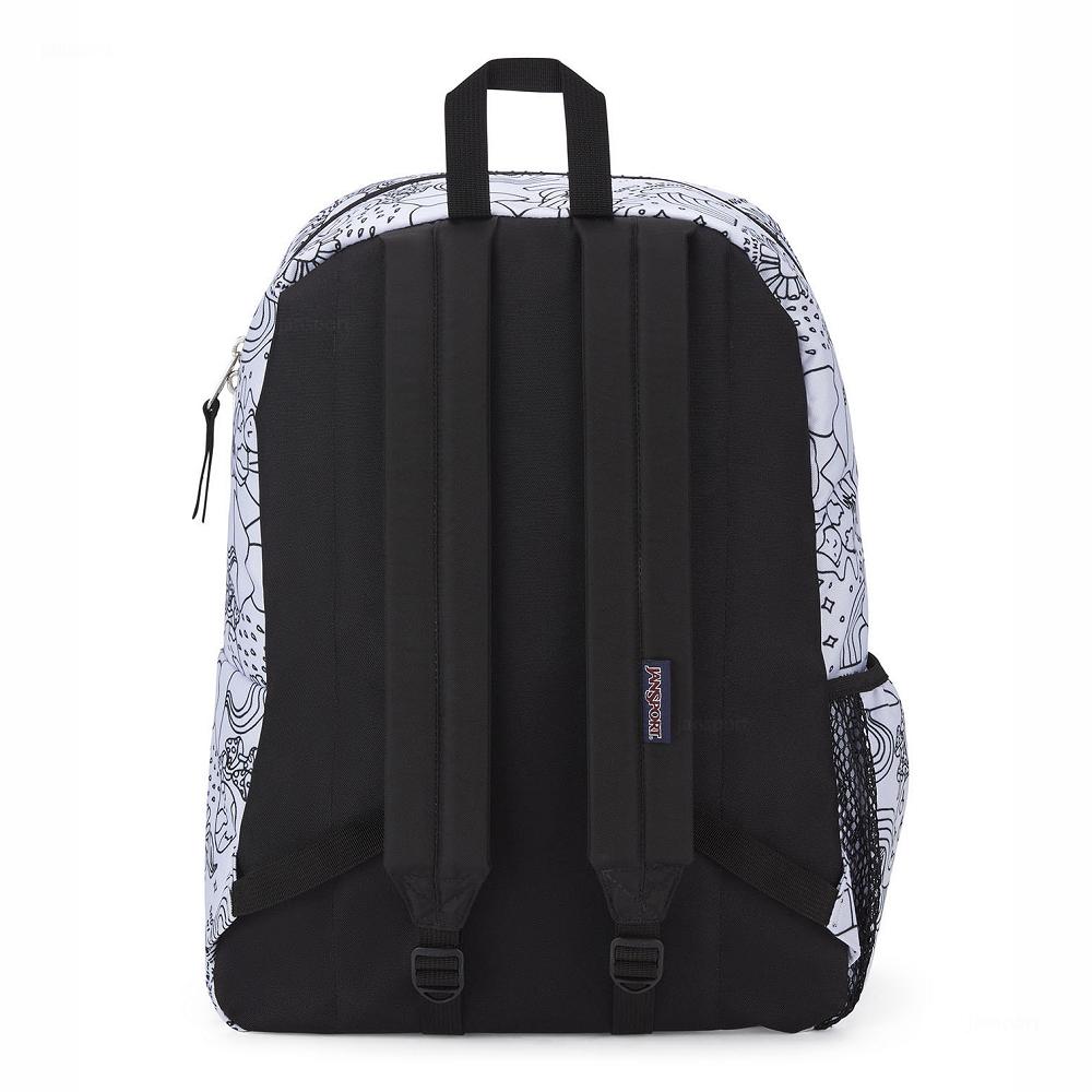 JanSport CROSS TOWN Okul Çantası Beyaz Siyah | TR_JS153