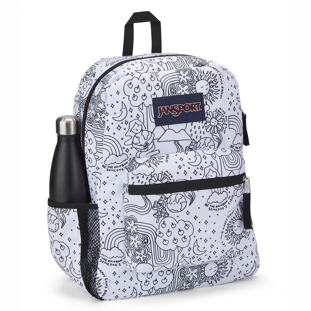 JanSport CROSS TOWN Okul Çantası Beyaz Siyah | TR_JS153