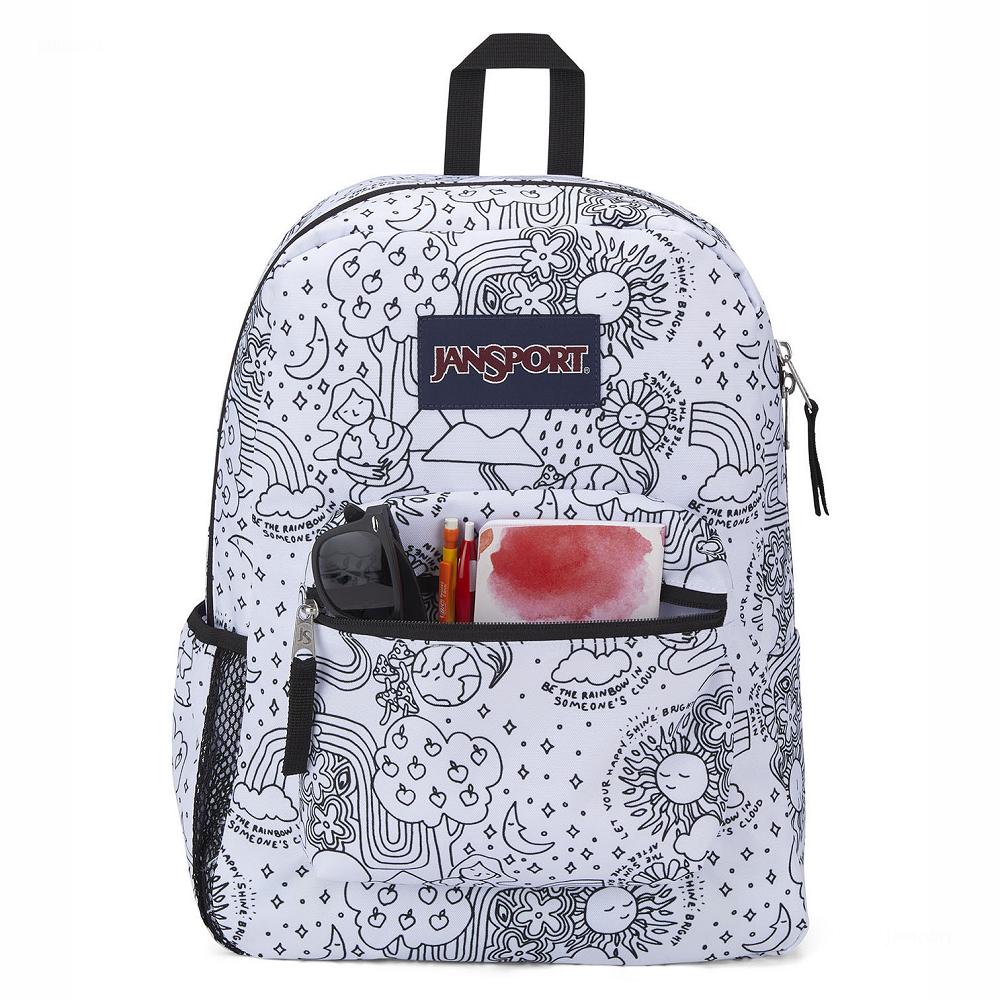 JanSport CROSS TOWN Okul Çantası Beyaz Siyah | TR_JS153