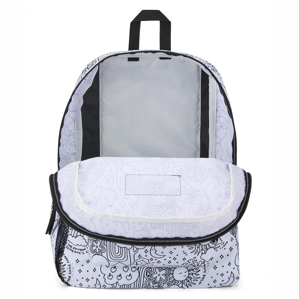JanSport CROSS TOWN Okul Çantası Beyaz Siyah | TR_JS153