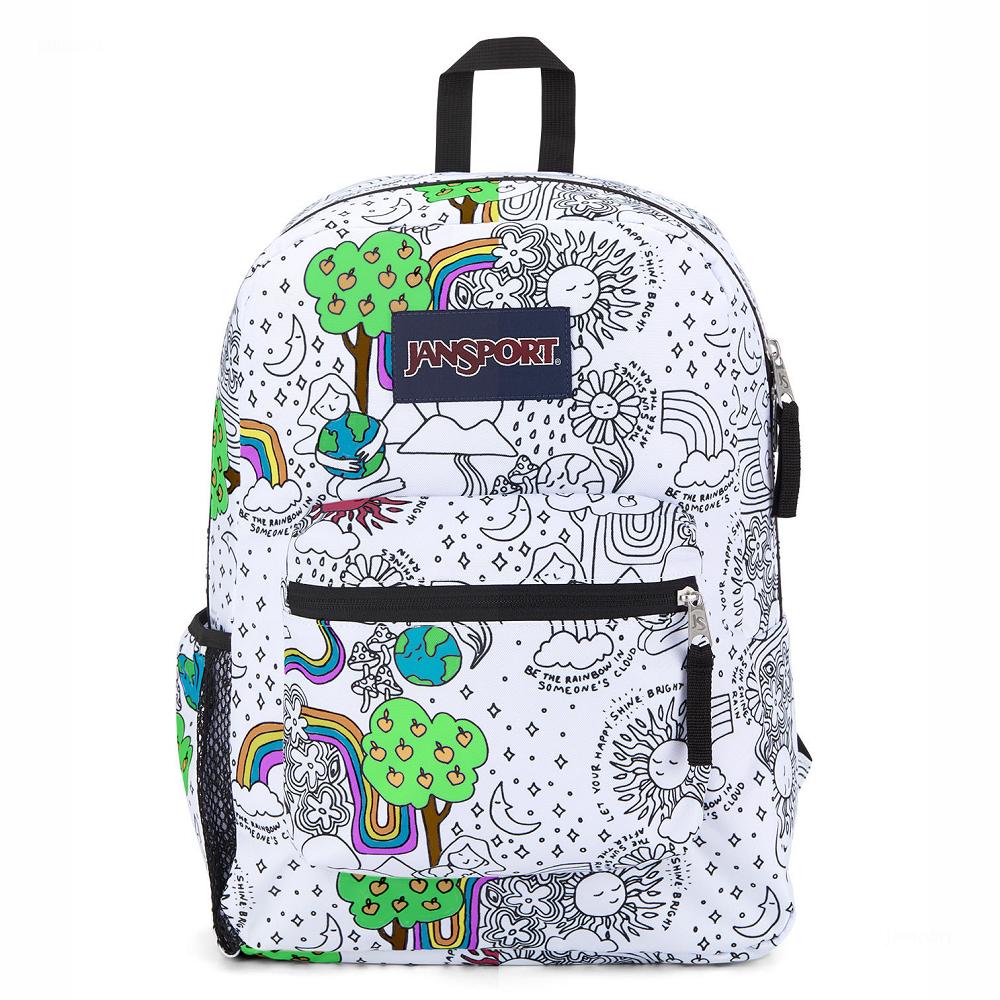 JanSport CROSS TOWN Okul Çantası Beyaz Siyah | TR_JS153