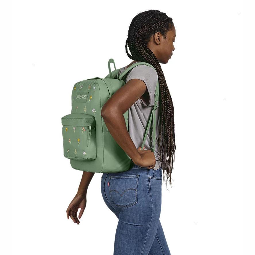 JanSport EMBROIDERED BLOSSOM BUNDLE Laptop Sırt Çantası Yeşil | TR_JS061