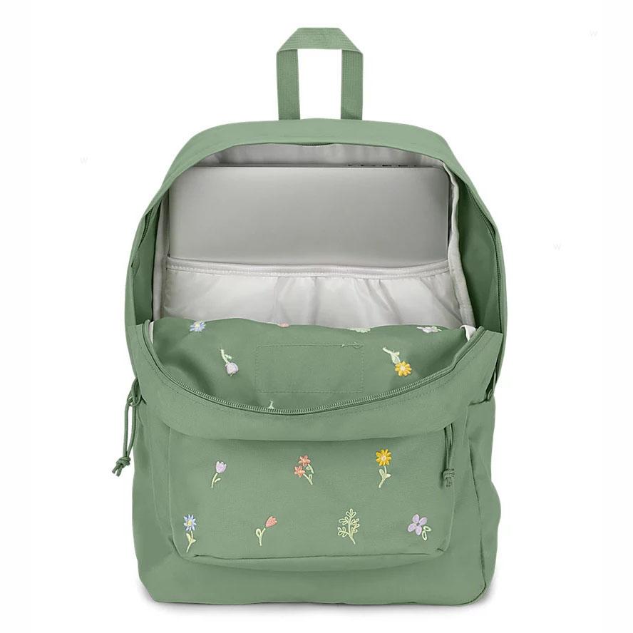 JanSport EMBROIDERED BLOSSOM BUNDLE Laptop Sırt Çantası Yeşil | TR_JS061