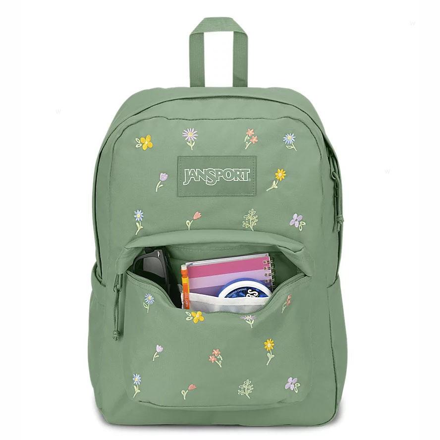 JanSport EMBROIDERED BLOSSOM BUNDLE Laptop Sırt Çantası Yeşil | TR_JS061