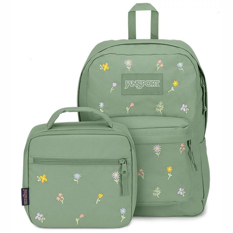 JanSport EMBROIDERED BLOSSOM BUNDLE Laptop Sırt Çantası Yeşil | TR_JS061